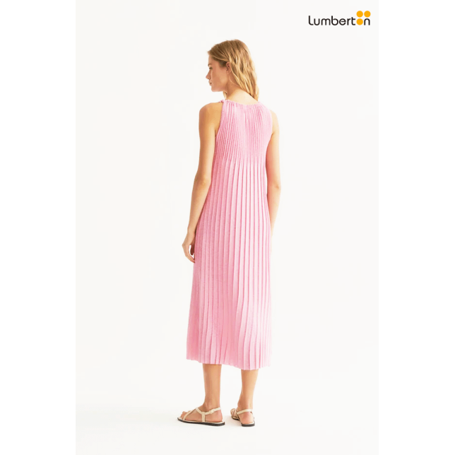 Vestido Largo Tablas Rosa10301...