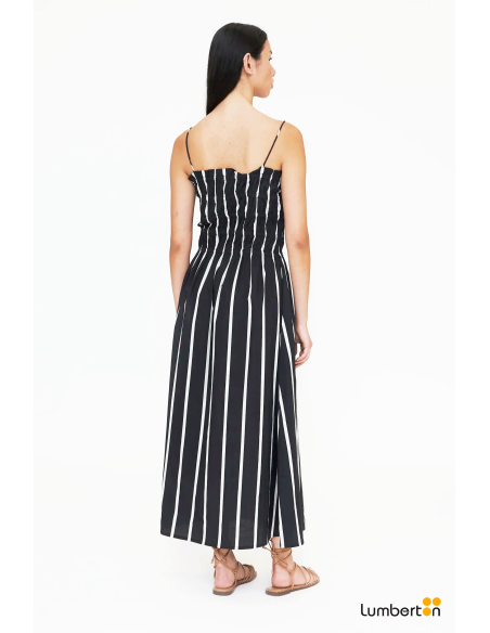 Vestido Midi Negro Rayas Blancas41213 Wild Pony