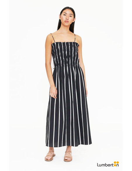 Vestido Midi Negro Rayas Blancas41213 Wild Pony