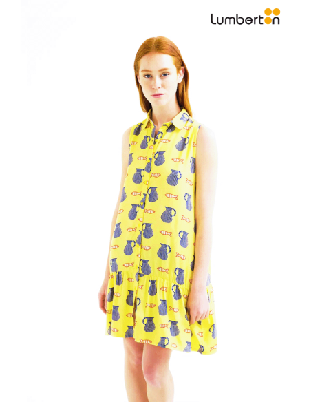 Vestido Corto Estampado Amarillo40106 Compañía Fantástica