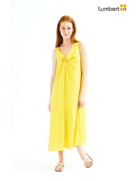 Vestido Largo Amarillo Detalle Ondulado11123 Compañía Fantástica