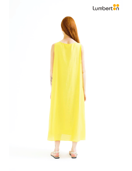 Vestido Largo Amarillo Detalle Ondulado11123 Compañía Fantástica
