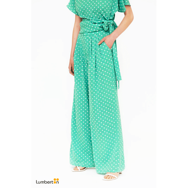 Pantalón Ancho Verde Topos11360...