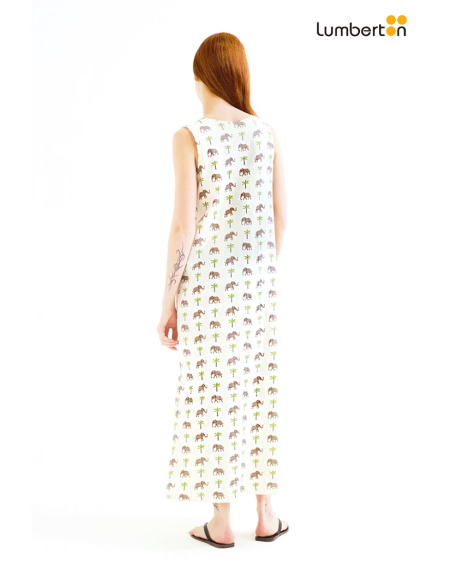 Vestido Largo Cortes Lados Crudo Estampado42100 Compañía Fantástica