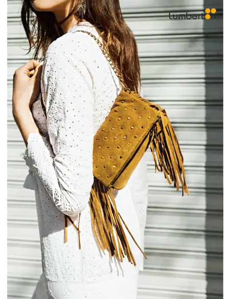 Bolso Pequeño Brillantes Serraje Camel FlecosWDANTA Pepe Jeans