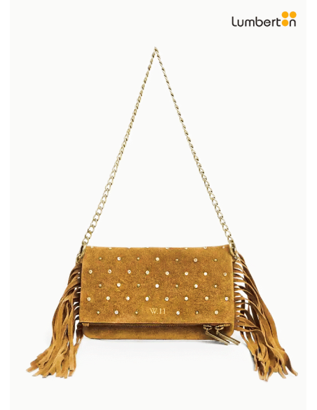 Bolso Pequeño Brillantes Serraje Camel FlecosWDANTA Pepe Jeans