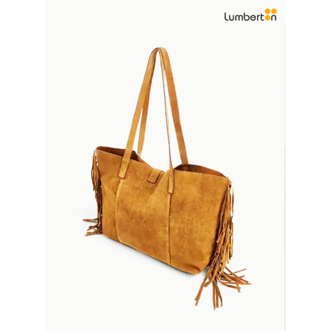 Bolso Serraje Camel Flecos A Los...