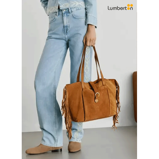 Bolso Serraje Camel Flecos A Los...