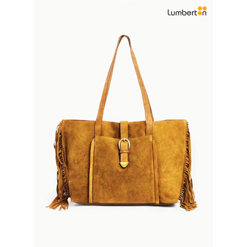 Bolso Serraje Camel Flecos...