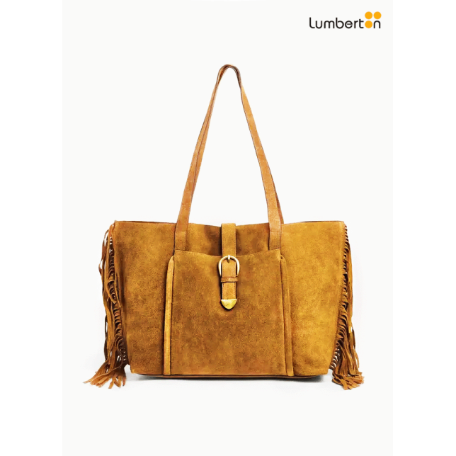Bolso Serraje Camel Flecos A Los...