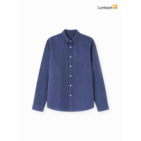 Camisa Azul Marino M/L Logo...