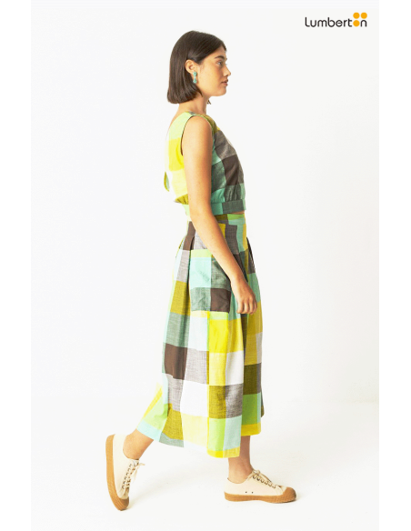 Falda larga de Cuadros Multicolor00649