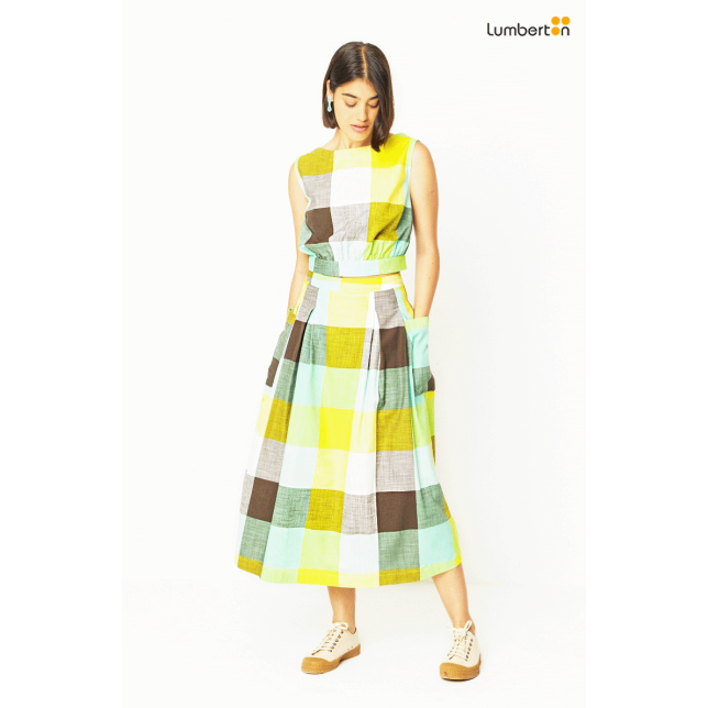 Falda larga de Cuadros Multicolor00649