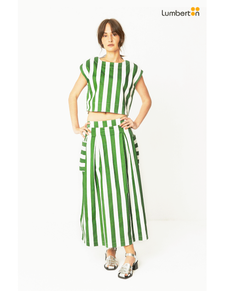 Falda Larga Rayas Blancas Y VerdesSSK00651 SKFK