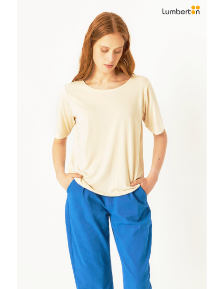 Camiseta Básica Beige Obertura Espalda01052 SKFK
