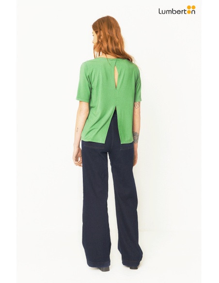 Camiseta Básica Verde Obertura Espalda M/C01052V SKFK