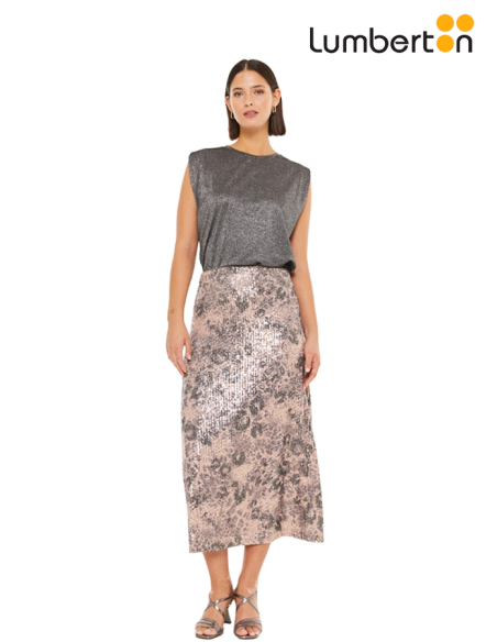 Camiseta de punto lurex gris
