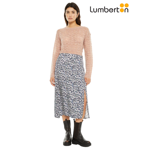 Falda Midi Animal Print Azul
