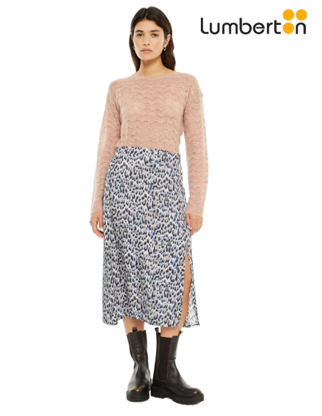 Falda Midi Animal Print Azul