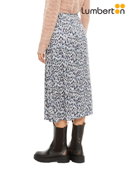 Falda Midi Animal Print Azul