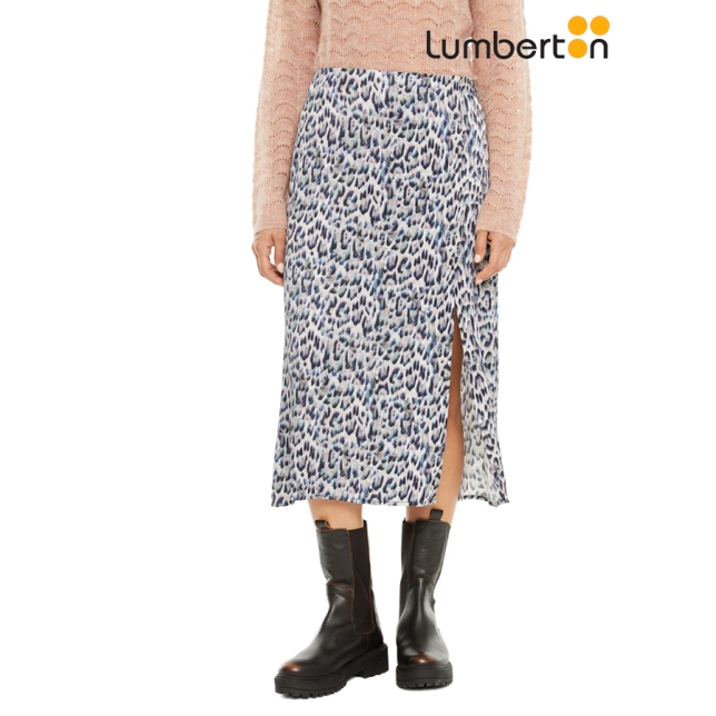 Falda Midi Animal Print Azul