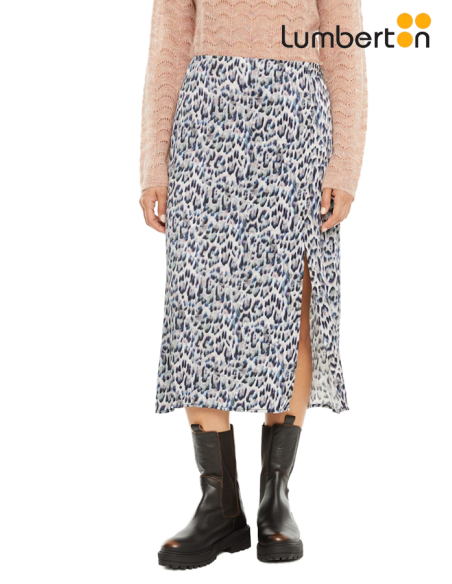 Falda Midi Animal Print Azul