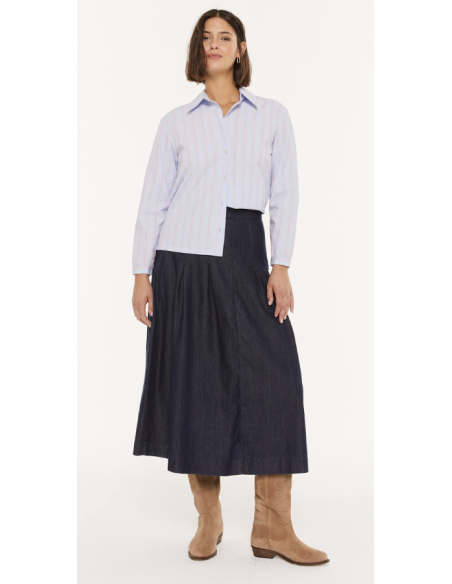 Falda Fluida Efecto Denim AzulFA954