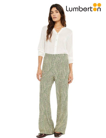 Pantalón Fluido Estampado Verde