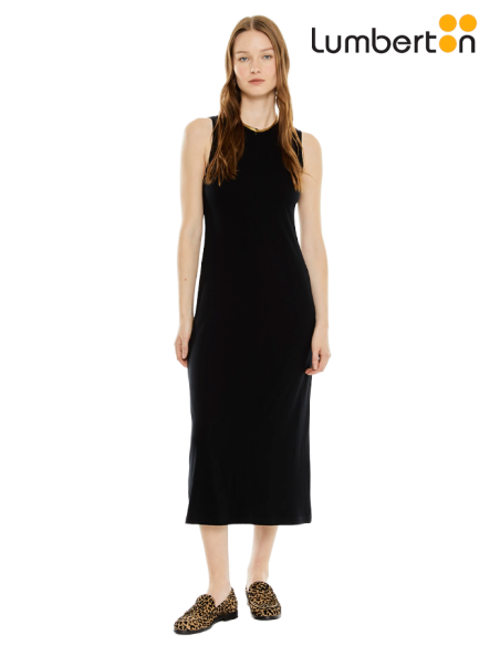 Vestido Largo Evasé Escote Halter NegroVE701