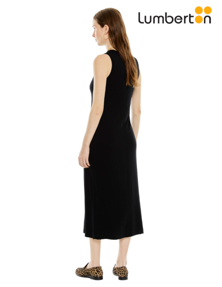 Vestido Largo Evasé Escote Halter NegroVE701