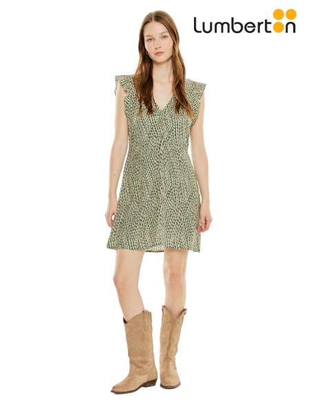 Vestido Corto Estampado Verdeve703