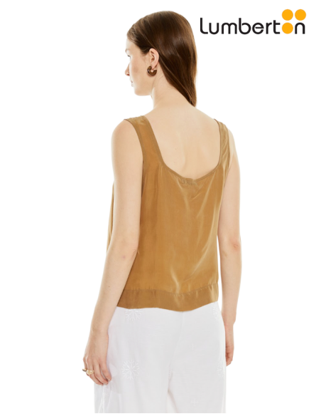 Top Tirantes Anchos Tejido Cupro Ocre