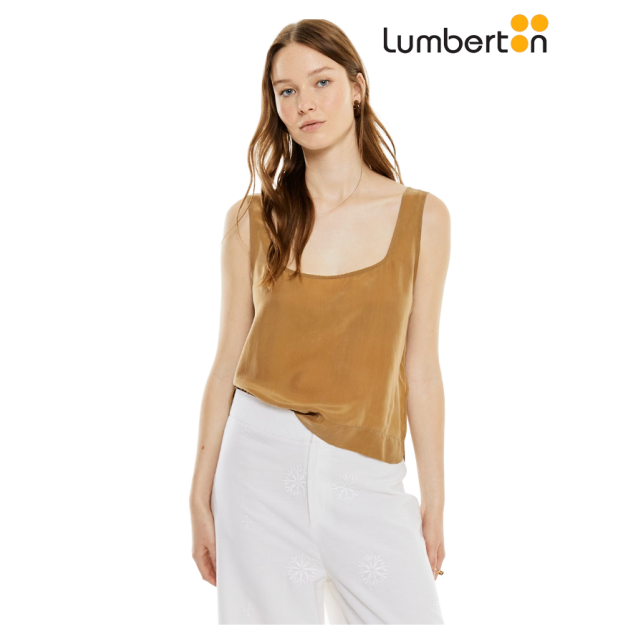 Top Tirantes Anchos Tejido Cupro Ocre