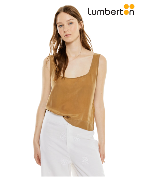 Top Tirantes Anchos Tejido Cupro Ocre