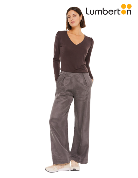 Pantalón Fluido Goma Cintura Gris OscuroPA962