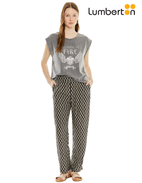 Pantalón Estampado NegroPA703