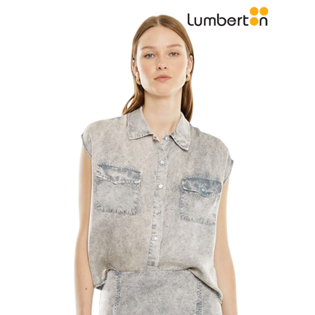 Camisa Bolsillos Efecto Desgastado...