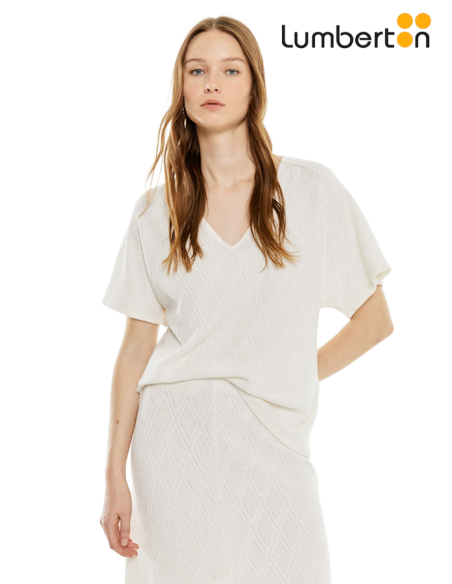 Camiseta Pico Manga Ancha BlancaCT706