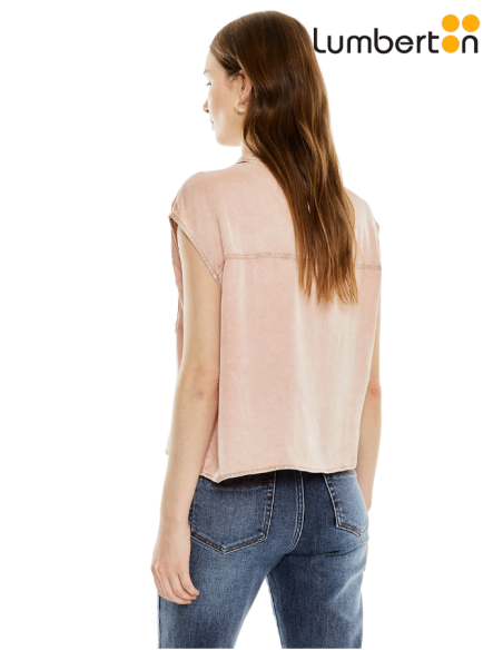Camisa Bolsillos Efecto Desgastado RosaCA80R