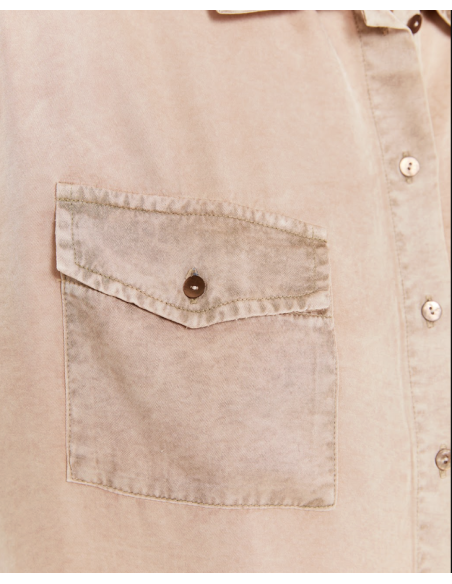 Camisa Bolsillos Efecto Desgastado RosaCA80R