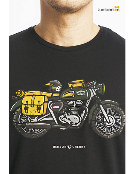 Camiseta M/C Negra Estampado MotoTIDIERN Benson Cherry