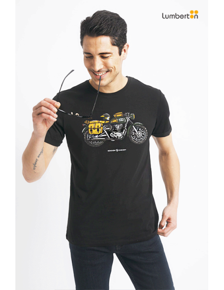Camiseta M/C Negra Estampado MotoTIDIERN Benson Cherry