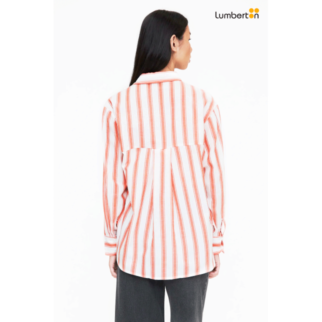 Camisa Blanca Rayas Naranjas41224...