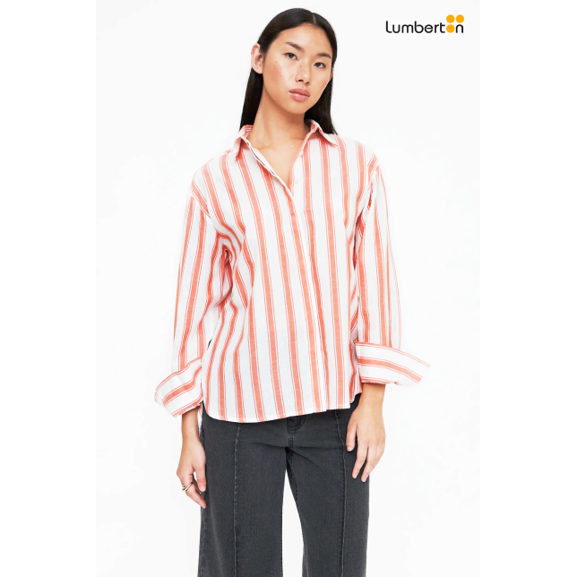Camisa Blanca Rayas Naranjas41224...