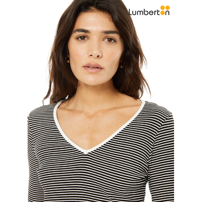 Camiseta rayas escote a contraste CT914