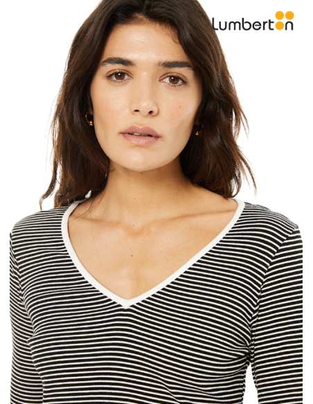 Camiseta rayas escote a contraste CT914