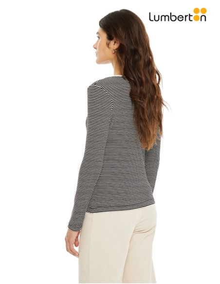 Camiseta rayas escote a contraste CT914