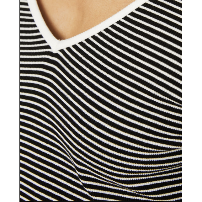 Camiseta rayas escote a contraste CT914