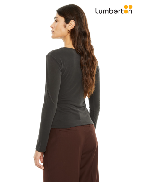 Camiseta m/l escote cruzado gris CT916