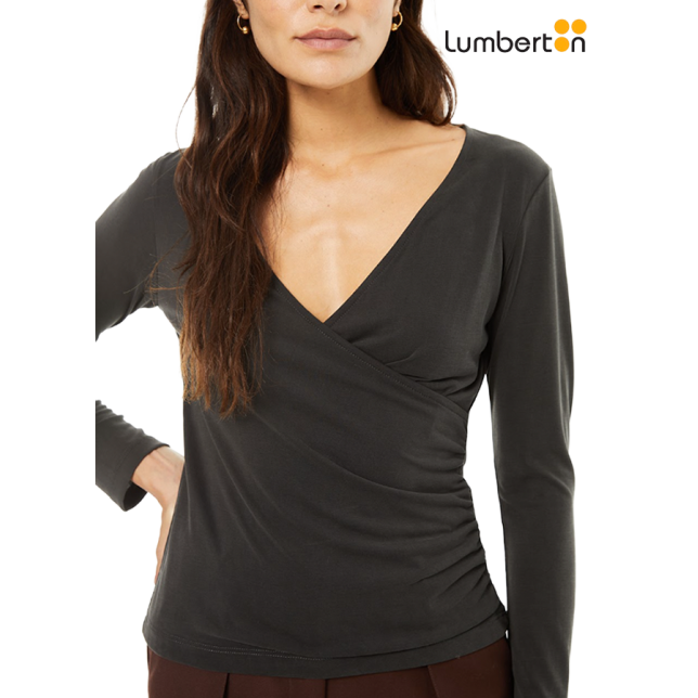 Camiseta m/l escote cruzado gris CT916